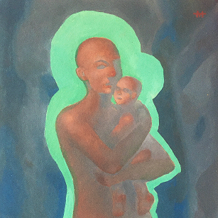 Madonna and Child on the greenscreen